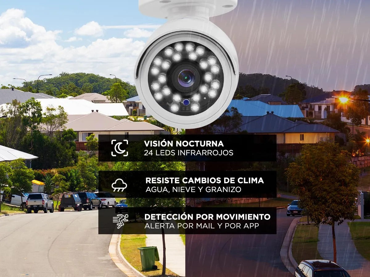 Kit Seguridad Gadnic 8 Cámaras HD IP DVR 8 Canales + Disco 1TB Visión Nocturna