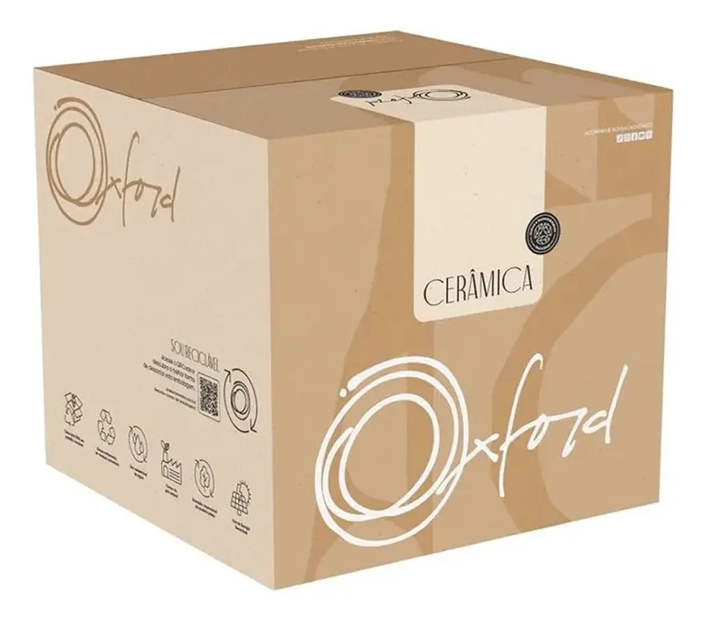 Set x30 piezas juego vajilla cerámica Samambaia oxford color blanco