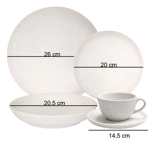 Juego de Vajilla Oxford Flat Baunilha 30 Piezas Cerámica