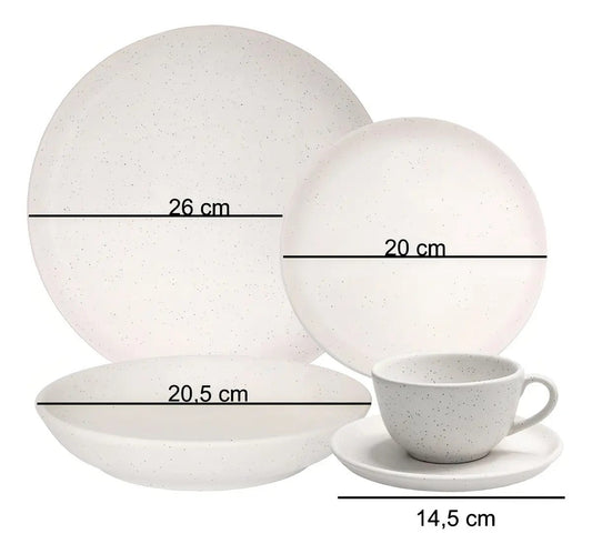 Juego de Vajilla Oxford Flat Baunilha 30 Piezas Cerámica