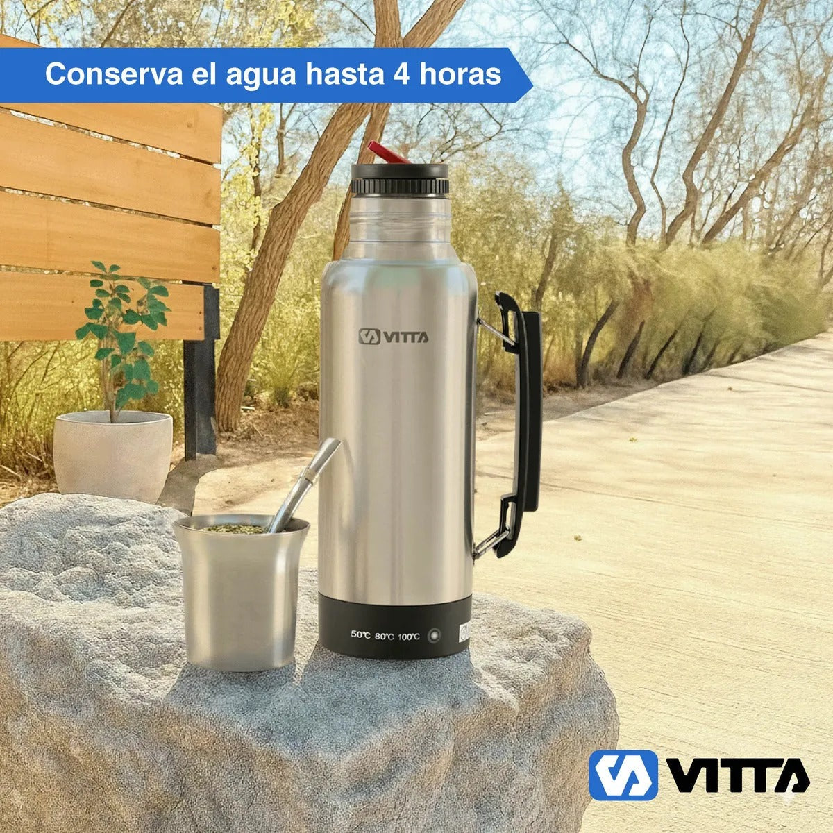 Termo Eléctrico Vitta 2 en 1 con Mate y Bombilla 1 Litro