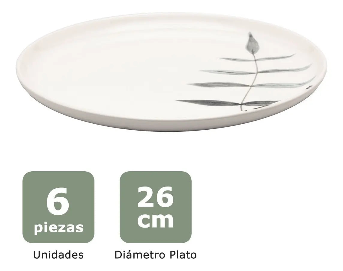 Set x30 piezas juego vajilla cerámica Samambaia oxford color blanco