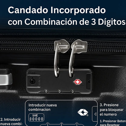 Valija Mediana Rígida con 4 Ruedas 360°
