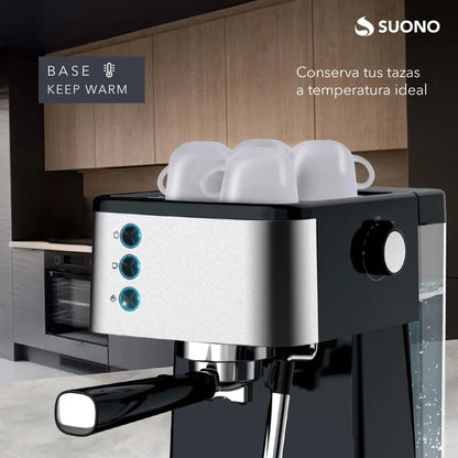 Cafetera Expresso Suono 1.5 L Acero Inoxidable 20 Bar Calentamiento de Tazas 1350W