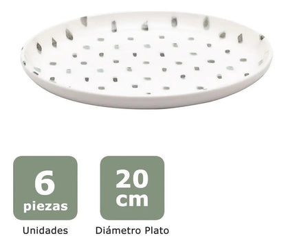 Set x30 piezas juego vajilla cerámica Samambaia oxford color blanco