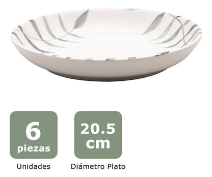 Set x30 piezas juego vajilla cerámica Samambaia oxford color blanco