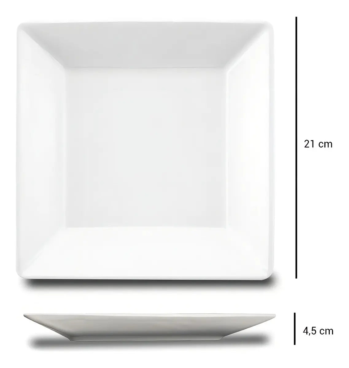 Set Platos 42 Piezas Cuadrados Porcelana Blanco Oxford