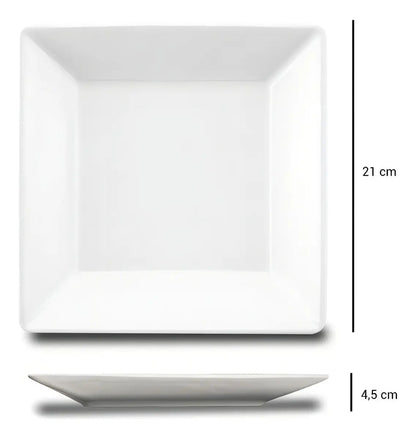 Set Platos 42 Piezas Cuadrados Porcelana Blanco Oxford