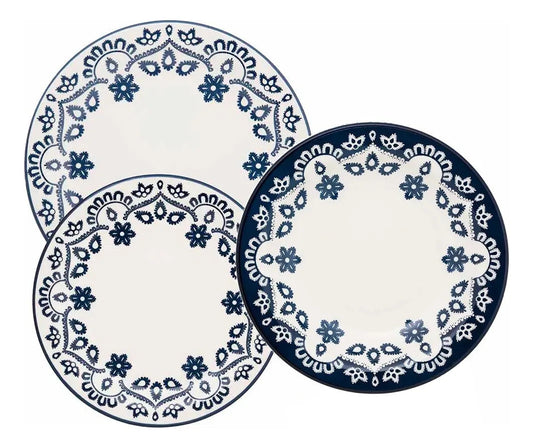 Juego De Vajilla Platos Decorados Energy Oxford 18 P