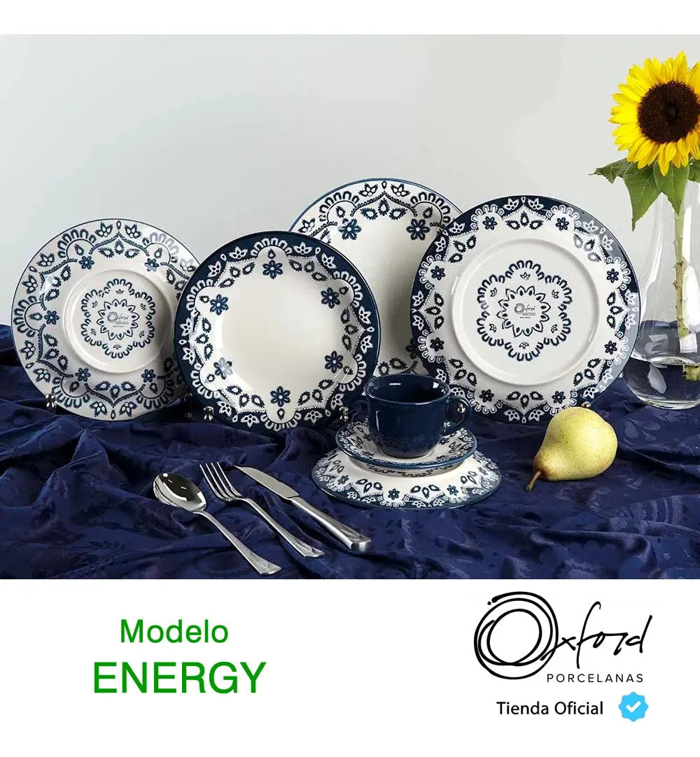 Juego De Vajilla Platos Decorados Energy Oxford 18 P