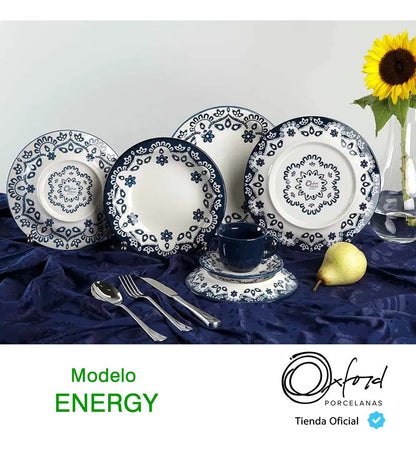 Juego De Vajilla Platos Decorados Energy Oxford 18 P