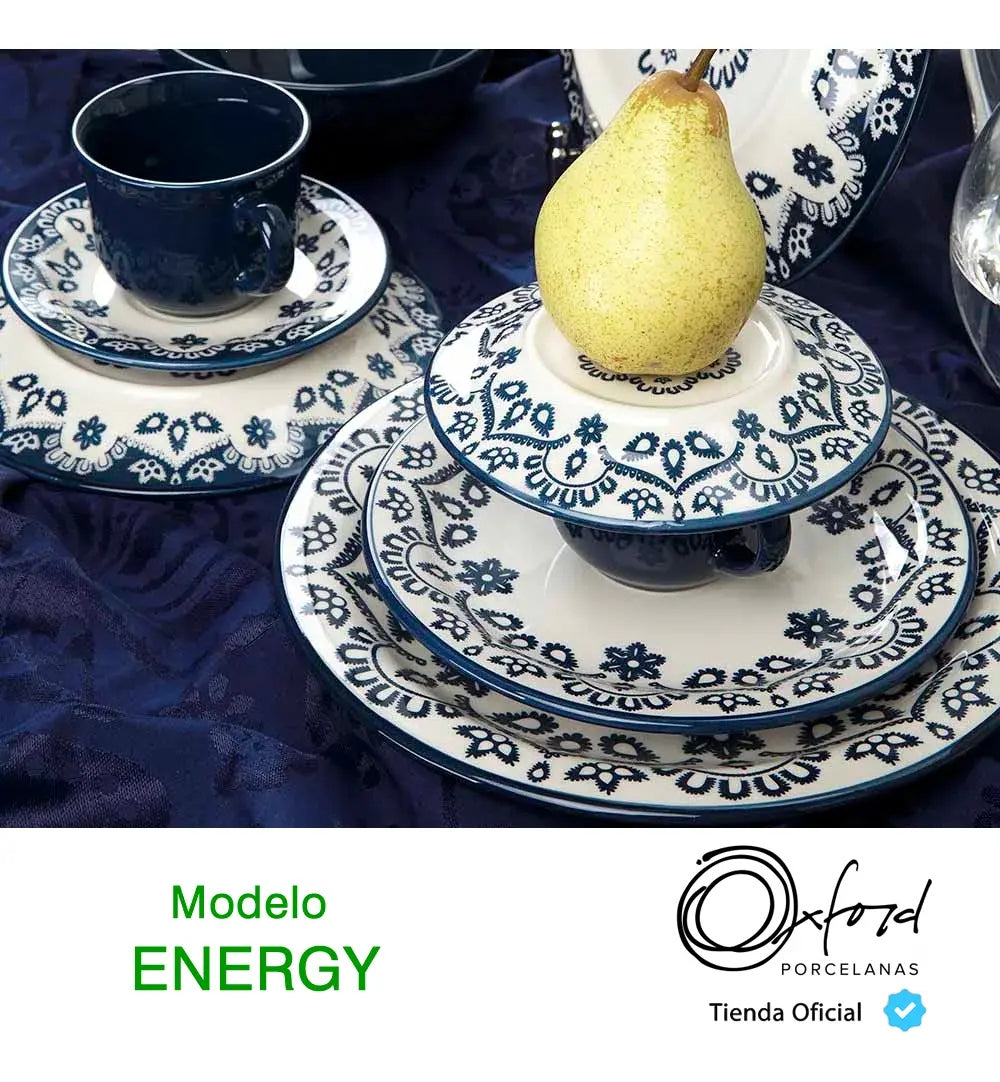 Juego De Vajilla Platos Decorados Energy Oxford 18 P