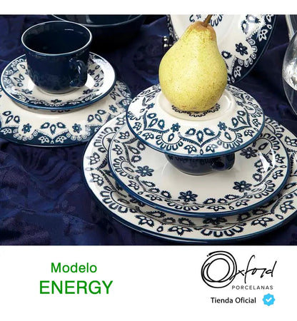 Juego De Vajilla Platos Decorados Energy Oxford 18 P