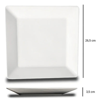 Set Platos 42 Piezas Cuadrados Porcelana Blanco Oxford