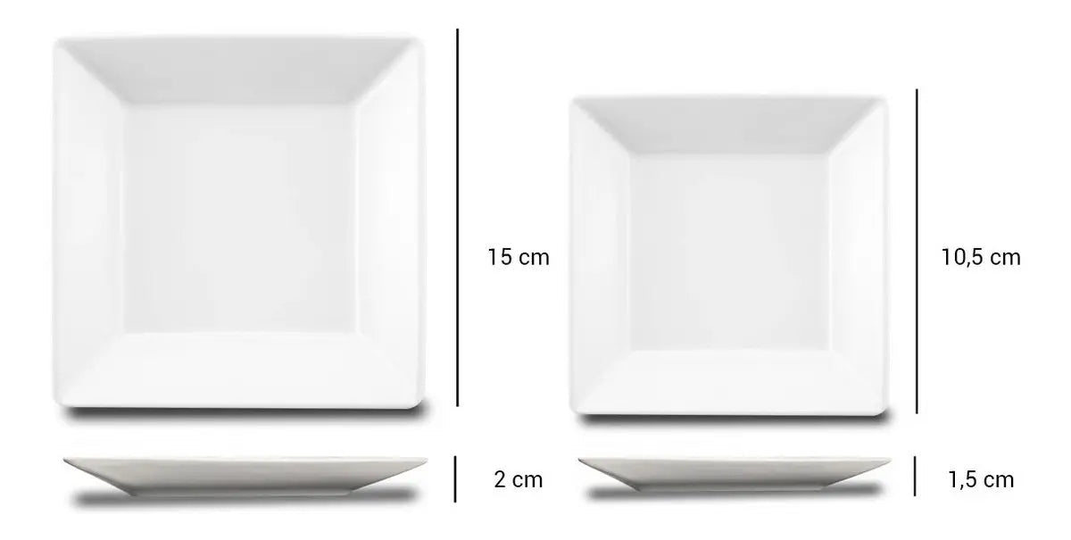 Set Platos 42 Piezas Cuadrados Porcelana Blanco Oxford