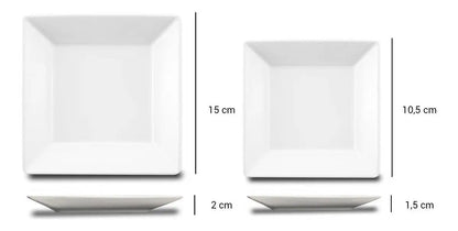 Set Platos 42 Piezas Cuadrados Porcelana Blanco Oxford