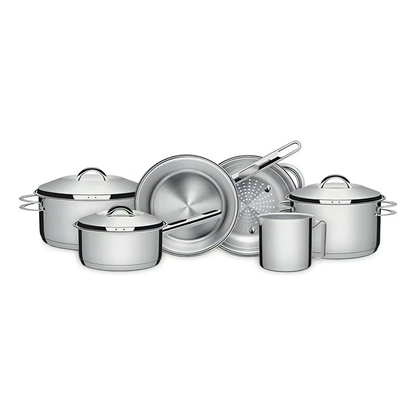 Bateria de Cocina Juego Ollas Cacerola 6 Piezas Tramontina Solar Acero Inoxidable Triple Fondo